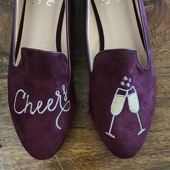 C. Wonder burgundy Flats with Suede Finish and Embroidery - Picture 5 of 5